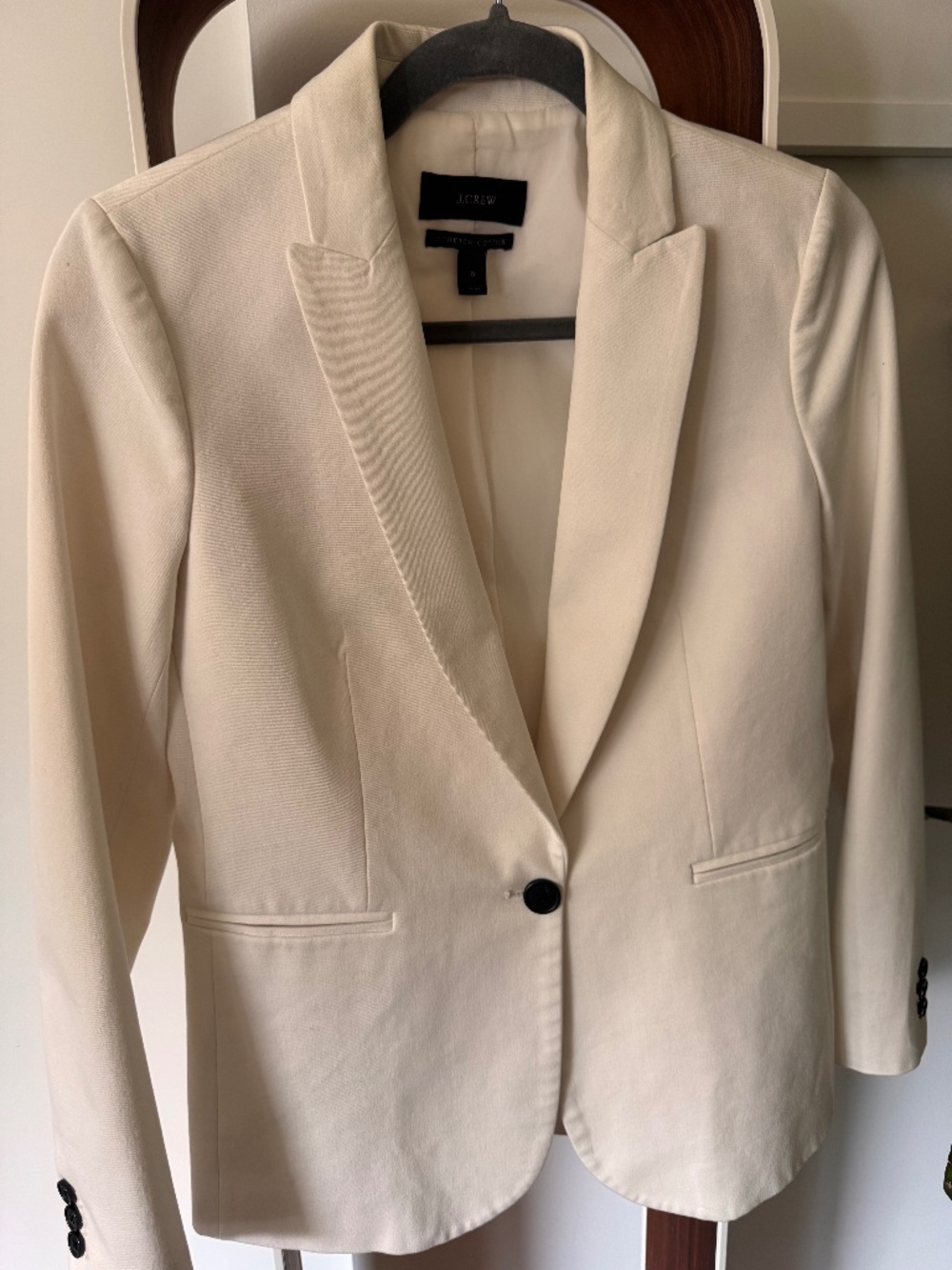 J.Crew Parke Ivory Stretch Cotton Blazer | Size 0 | Classic Tailored Jacket